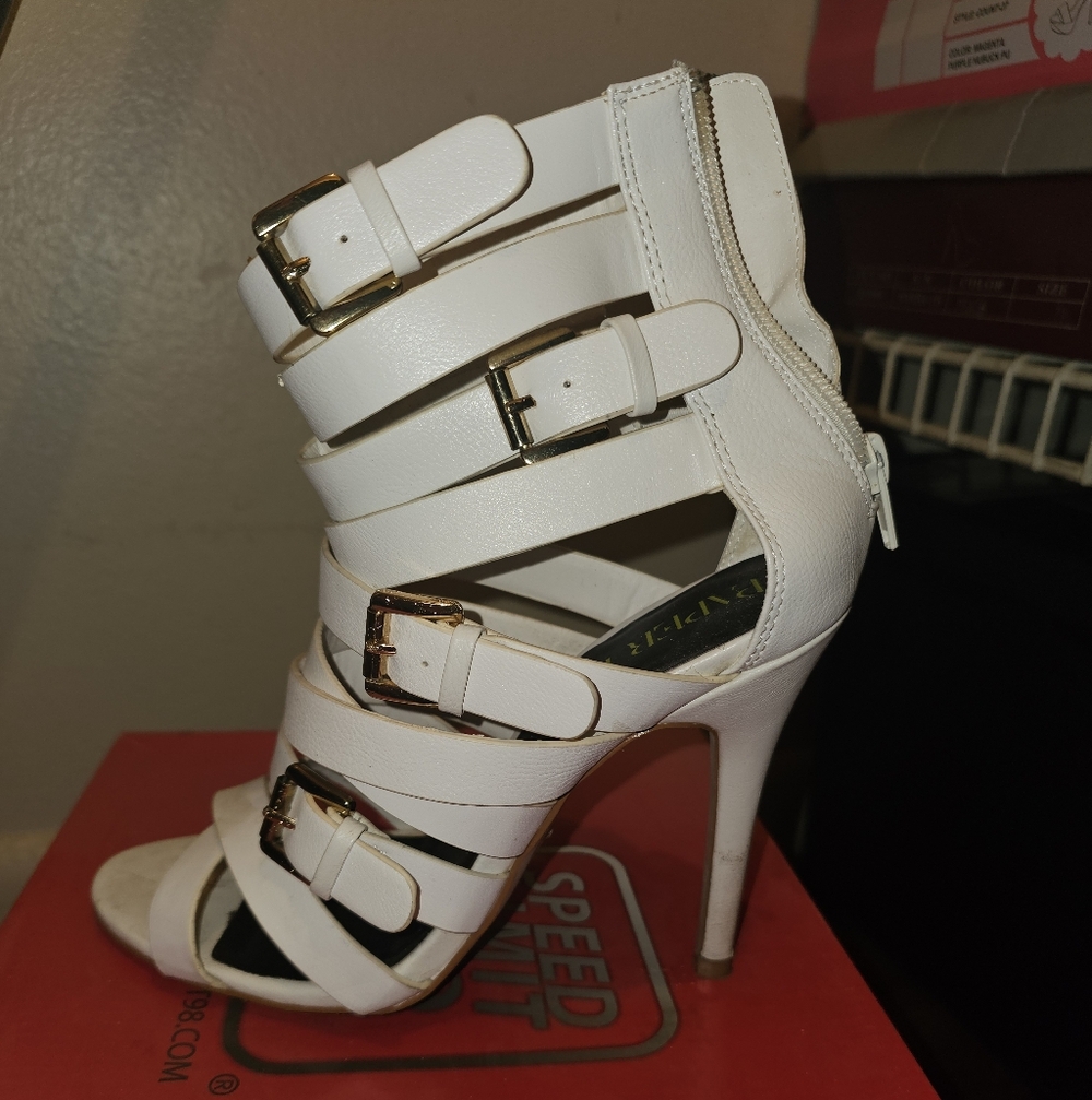 Chic White Strappy Heels